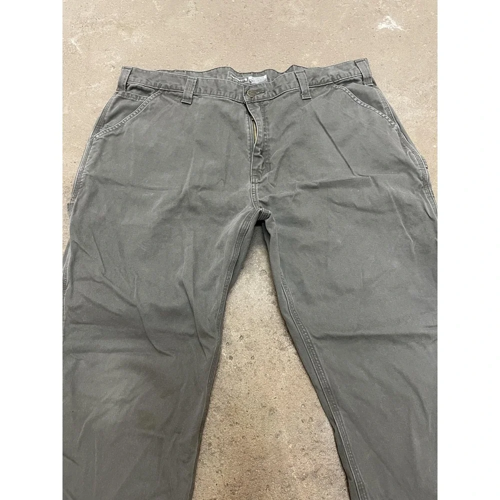 Carhartt Pants Mens‎ 42x32 Gray Relaxed Fit Canvas Carpenter Work B324 DFE